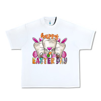 White Happy Easter Urban Heavy Tee - CowhideDigitalArt