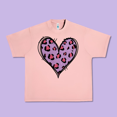 Glitter Purple Leopard Heart Urban Heavy Tee Designed By Jasminsmagicworld