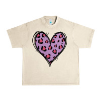 Sandshell Glitter Purple Leopard Heart Urban Heavy Tee - Jasminsmagicworld