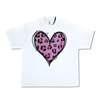 White Glitter Purple Leopard Heart Urban Heavy Tee - Jasminsmagicworld