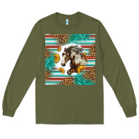 Army Green western mustang horse Long Sleeve Tee - LillyAllenDesigns