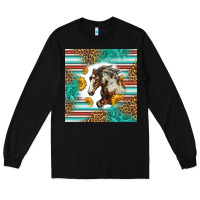Black western mustang horse Long Sleeve Tee - LillyAllenDesigns