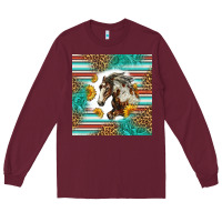 Burgundy western mustang horse Long Sleeve Tee - LillyAllenDesigns