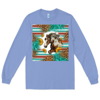 Colony Blue western mustang horse Long Sleeve Tee - LillyAllenDesigns