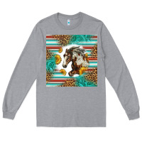 Heather Grey western mustang horse Long Sleeve Tee - LillyAllenDesigns