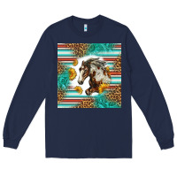 Navy western mustang horse Long Sleeve Tee - LillyAllenDesigns
