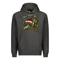 Charcoal Heather Christmas alligator Premium Hoodie - BarkalooDesign