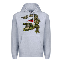 Heather Grey Christmas alligator Premium Hoodie - BarkalooDesign