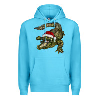 Ocean Blue Christmas alligator Premium Hoodie - BarkalooDesign