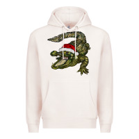 Pale Pink Christmas alligator Premium Hoodie - BarkalooDesign