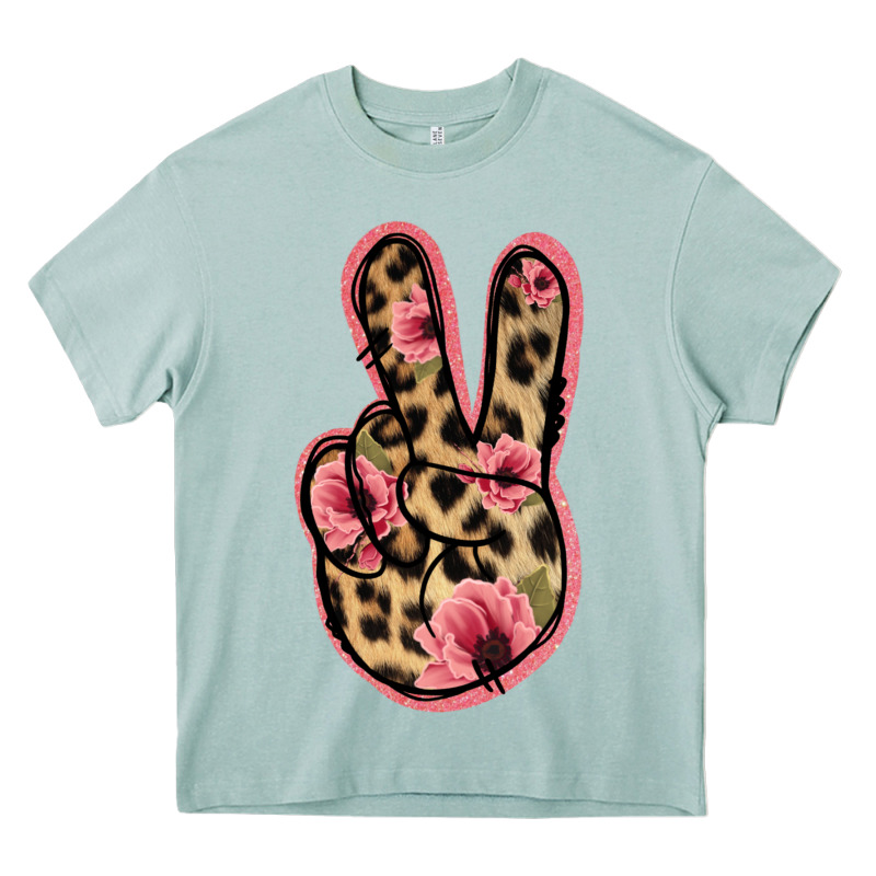 Floral Leopard Peace Sign Heavy Core Tee by Jasminsmagicworld | Teevron
