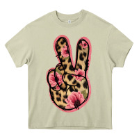 Mossy Floral Leopard Peace Sign Heavy Core Tee - Jasminsmagicworld