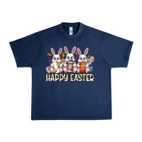 Navy Happy Easter Spot Rabbit Urban Heavy Tee - CowhideDigitalArt