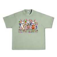 Oil Green Happy Easter Spot Rabbit Urban Heavy Tee - CowhideDigitalArt