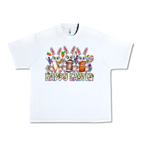 White Happy Easter Spot Rabbit Urban Heavy Tee - CowhideDigitalArt