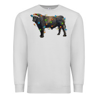 Dove Grey christmas black angus bull with christmas lights Premium Sweatshirt - RanaPortraitStore