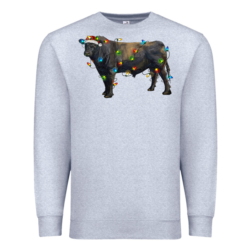 Christmas Black Angus Bull With Christmas Lights Premium Sweatshirt by RanaPortraitStore | Teevron
