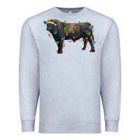 Heather Grey christmas black angus bull with christmas lights Premium Sweatshirt - RanaPortraitStore