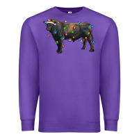 Purple christmas black angus bull with christmas lights Premium Sweatshirt - RanaPortraitStore