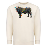 Sandshell christmas black angus bull with christmas lights Premium Sweatshirt - RanaPortraitStore