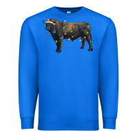 True Royal christmas black angus bull with christmas lights Premium Sweatshirt - RanaPortraitStore