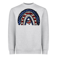 Heather Grey USA American Flag Rainbow Heavyweight Sweatshirt - Jasminsmagicworld