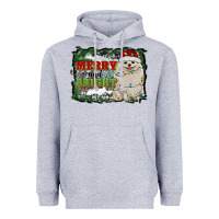 Heather Grey merry and bright pomeranian Heavyweight Hoodie - RanaPortraitStore