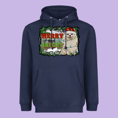 Merry And Bright Pomeranian Heavyweight Hoodie Designed By Ranaportraitstore