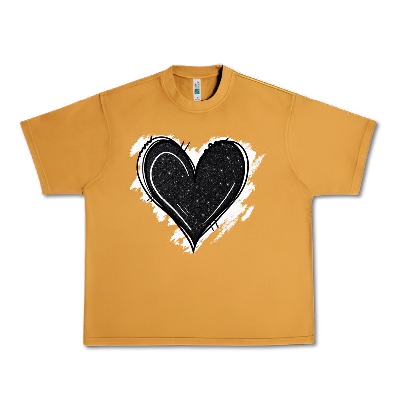 Black Glitter Heart Urban Heavy Tee by Jasminsmagicworld | Teevron