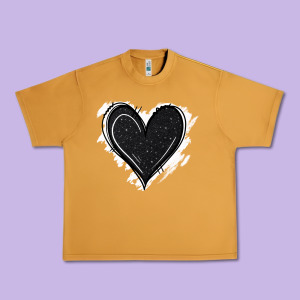 Black Glitter Heart Urban Heavy Tee Designed By Jasminsmagicworld