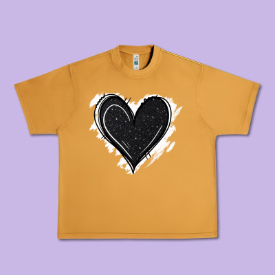 Black Glitter Heart Urban Heavy Tee Designed By Jasminsmagicworld