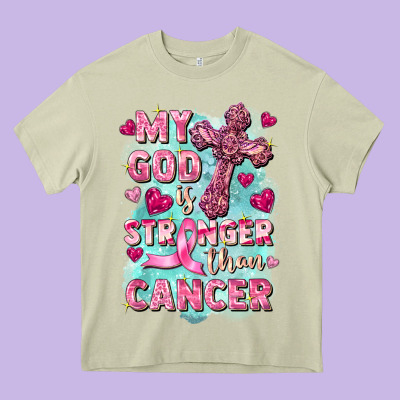 My God Is Stronger Than Cancer Heavy Core Tee Designed By Fadigitalartstudio