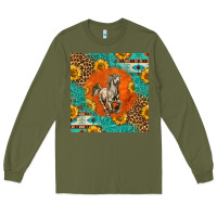 Army Green western percheron horse Long Sleeve Tee - LillyAllenDesigns