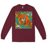 Burgundy western percheron horse Long Sleeve Tee - LillyAllenDesigns