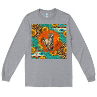 Heather Grey western percheron horse Long Sleeve Tee - LillyAllenDesigns