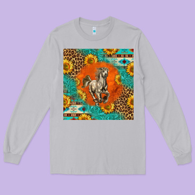 Western Percheron Horse Long Sleeve Tee Designed By Lillyallendesigns