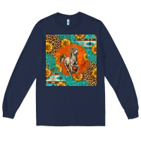 Navy western percheron horse Long Sleeve Tee - LillyAllenDesigns