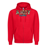 Red western camo pattern army mom Zipper Hoodie - Jasminsmagicworld