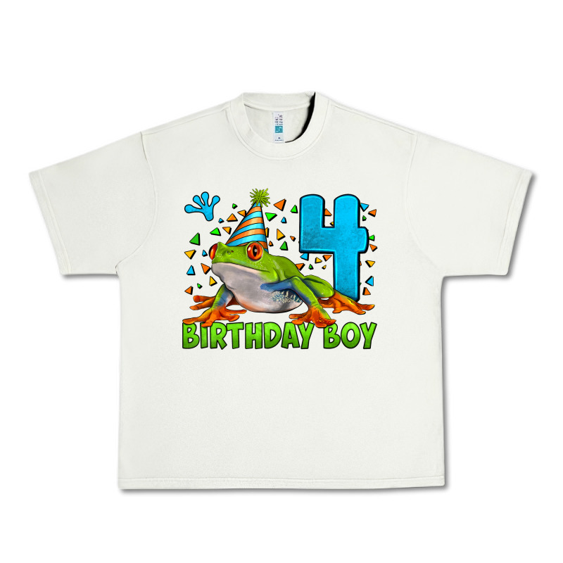 Birthday Boy Frog Age 4 Urban Heavy Tee by LillyAllenDesigns | Teevron