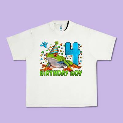 Birthday Boy Frog Age 4 Urban Heavy Tee Designed By Lillyallendesigns