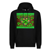 Black st.patricks heart shamrocks glitter Premium Hoodie - BarkalooDesign