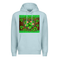 Blue Mist st.patricks heart shamrocks glitter Premium Hoodie - BarkalooDesign