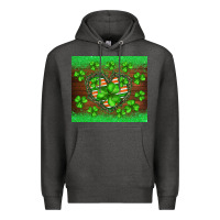 Charcoal Heather st.patricks heart shamrocks glitter Premium Hoodie - BarkalooDesign