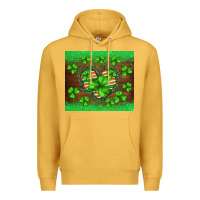 Mustard st.patricks heart shamrocks glitter Premium Hoodie - BarkalooDesign