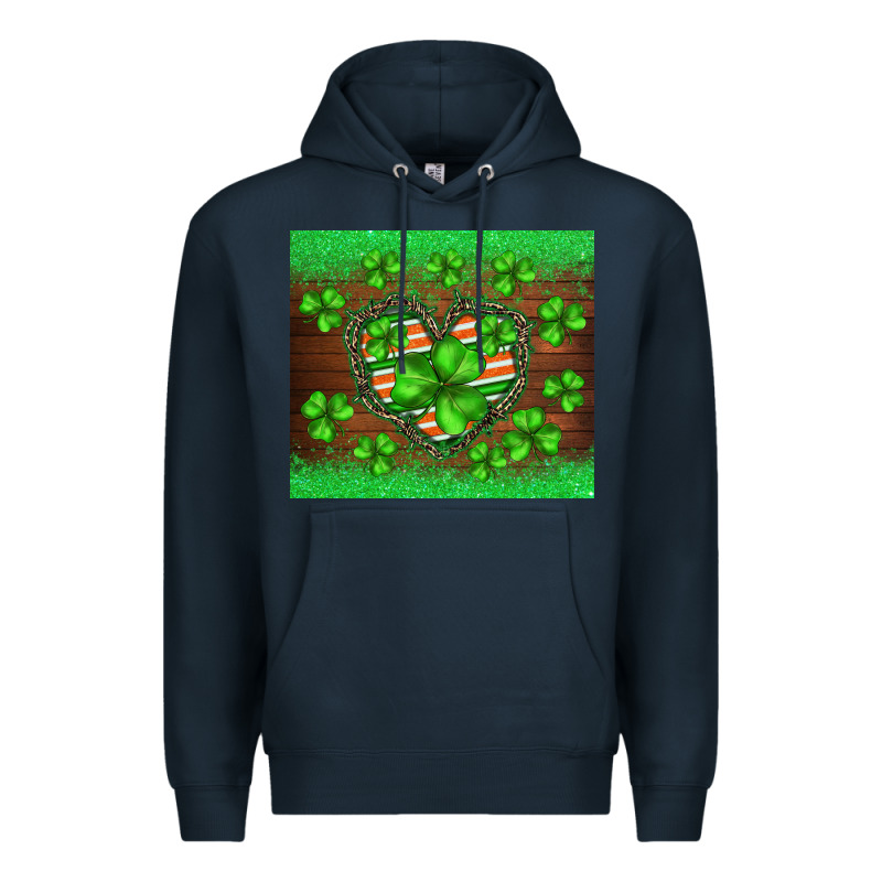 St.patricks Heart Shamrocks Glitter Premium Hoodie by BarkalooDesign | Teevron