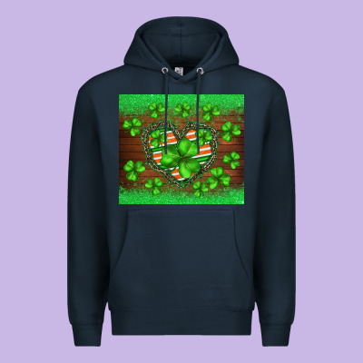 St.patricks Heart Shamrocks Glitter Premium Hoodie Designed By Barkaloodesign