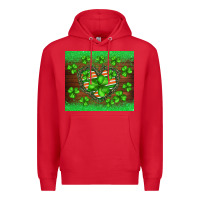 Red st.patricks heart shamrocks glitter Premium Hoodie - BarkalooDesign