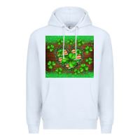 White st.patricks heart shamrocks glitter Premium Hoodie - BarkalooDesign
