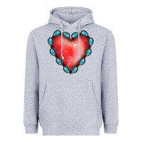 Heather Grey Gemstone Red Heart Heavyweight Hoodie - Jasminsmagicworld