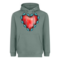 Sage Gemstone Red Heart Heavyweight Hoodie - Jasminsmagicworld
